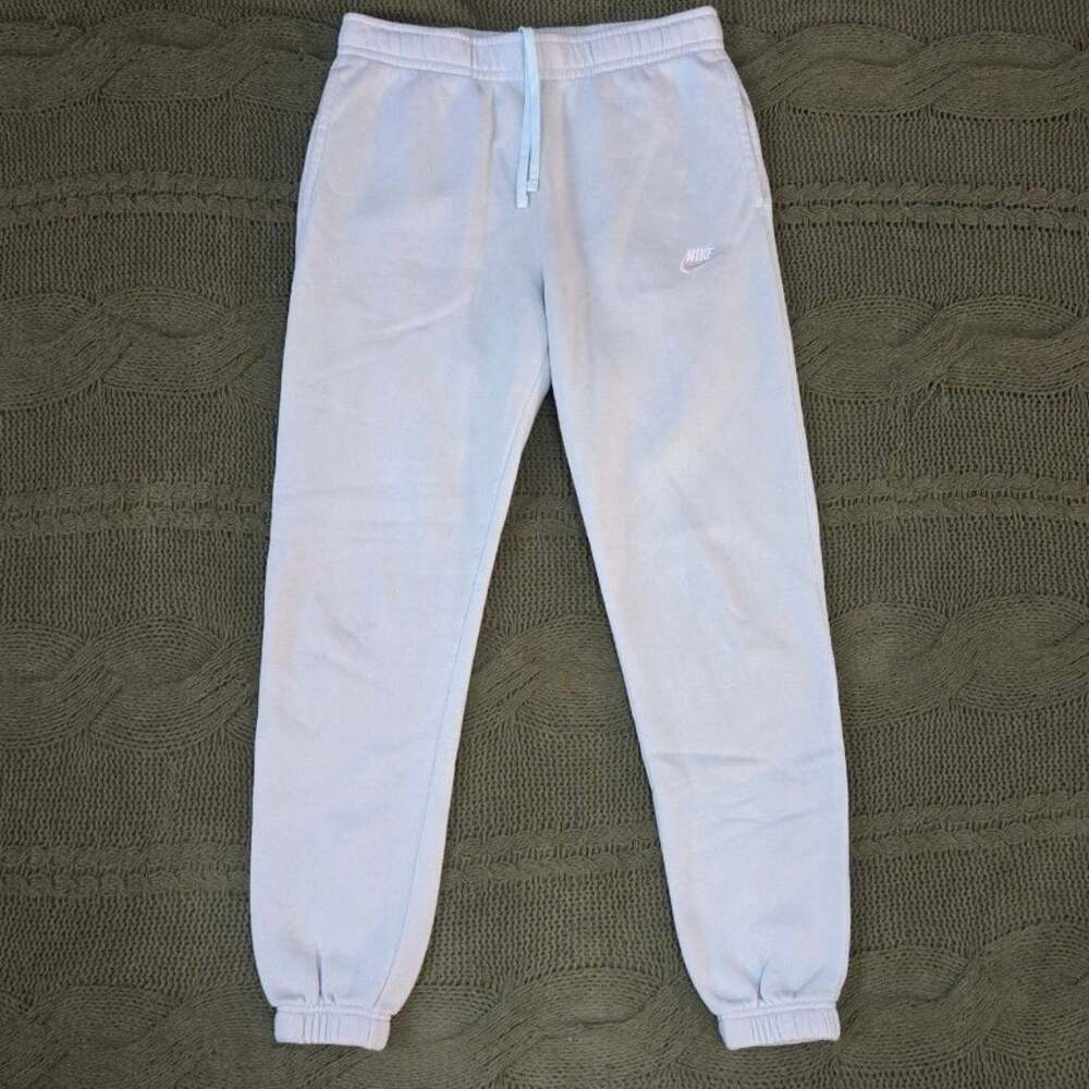 Nike Fleece Sweatpants Cuffed Cinched Ankle Light Blue Size M